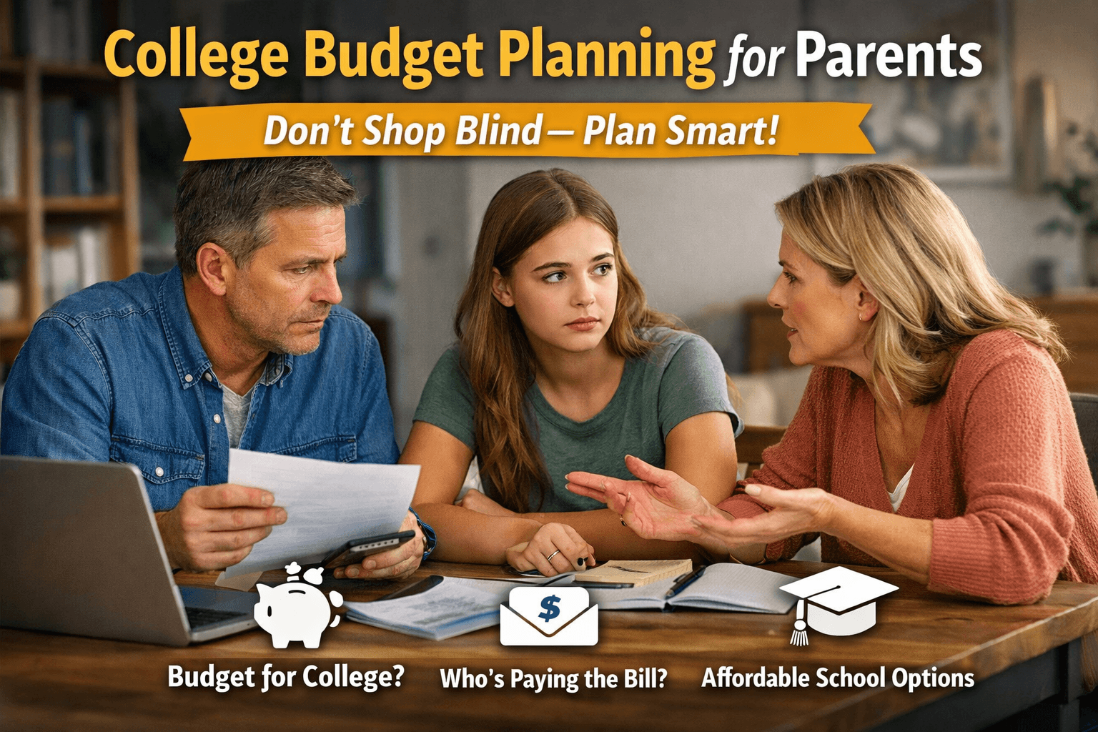 College budget planning discussion at home